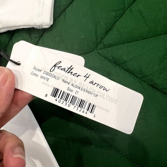 Feather 4 Arrow Toddler 2T White Aloha Surfer Rashguard Swim Top - Picture 4 of 4